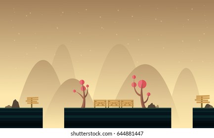 Game background with mountain scenery