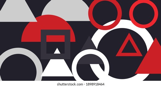 Game background with game pad and graphic elements. Joystick sign. Outline design vector illustration