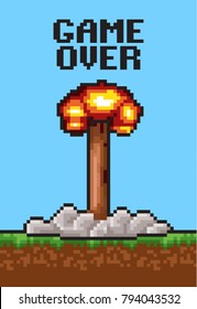 game background in pixel style. game over