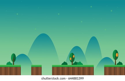 Game background scenery with mountains