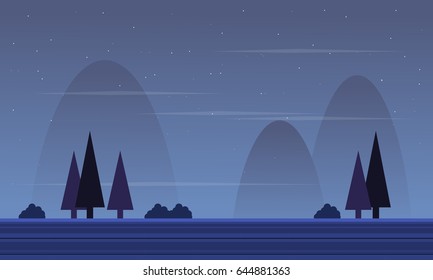 Game background with spruce scenery