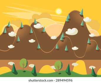 Game background Vector seamless Landscape