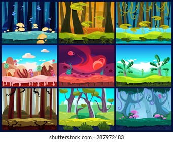 Game background Vector seamless set