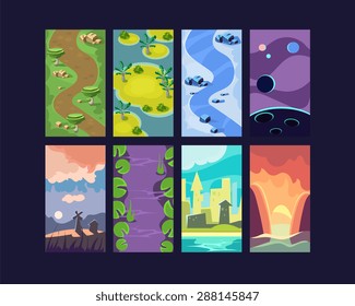 Game background Vector seamless set