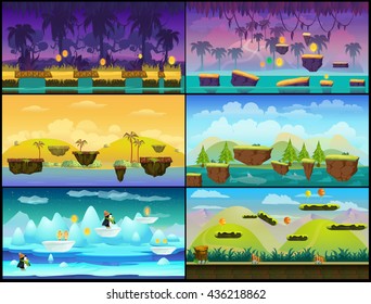 Game background Vector seamless set