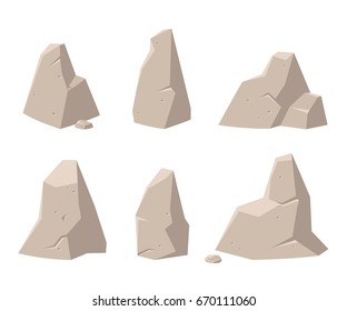 Game backgrounds. Set of rocks and stones for games. Vector GUI elements for mobile games.