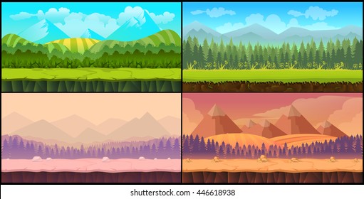 Game backgrounds Vector seamless set