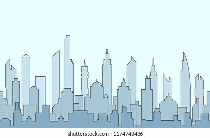 Game Backgrounds. Vector silhouette of the modern city. Abstract city skyline template.Horizontal cityscape, abstract vector illustration. 