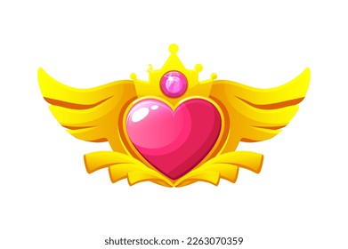 Game badges Heart with wings and crown