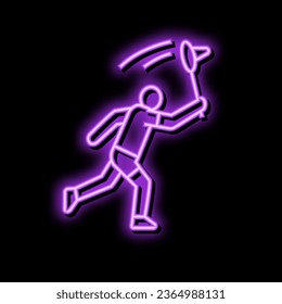game badminton neon light sign vector. game badminton sign. isolated symbol illustration