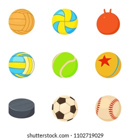 Game ball icons set. Cartoon set of 9 game ball vector icons for web isolated on white background