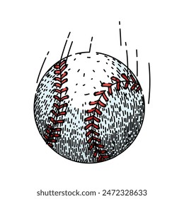 game baseball ball hand drawn. silhouette laces, clipart abstract, leather outline game baseball ball vector sketch. isolated color illustration