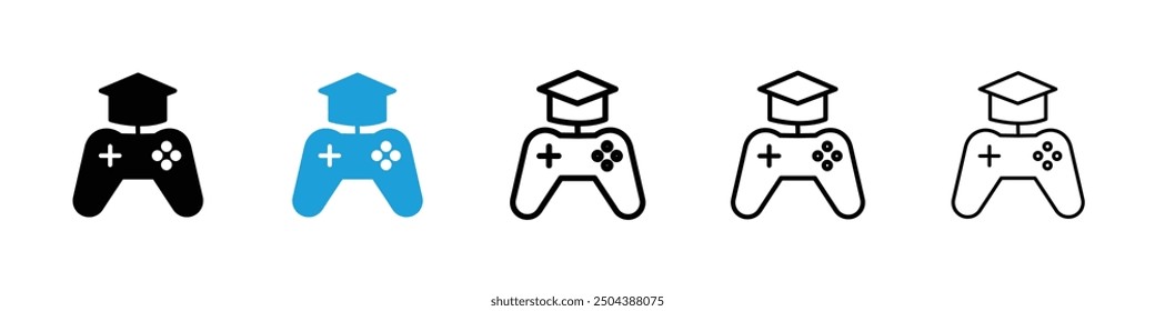 Game based learning icon in black and blue colors
