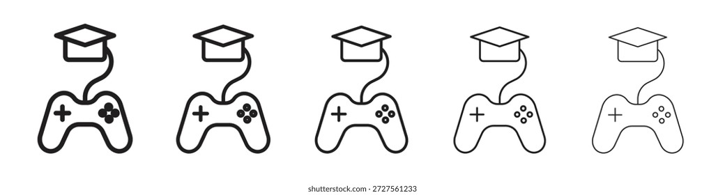 Design de ícone de aprendizado baseado em jogo em estilo de traçado fino editável para trabalho gráfico