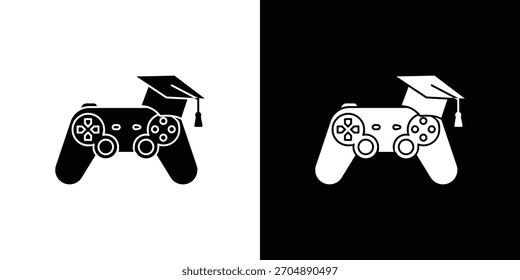 Game based learning icon silhouette vector in black colors. flat symbol logo design style