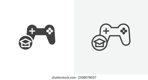 Game based learning icon in solid and outlined style