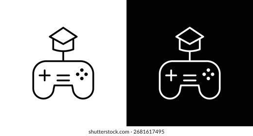 Game based learning icon thin line symbol on white background. Editable stroke vector illustration