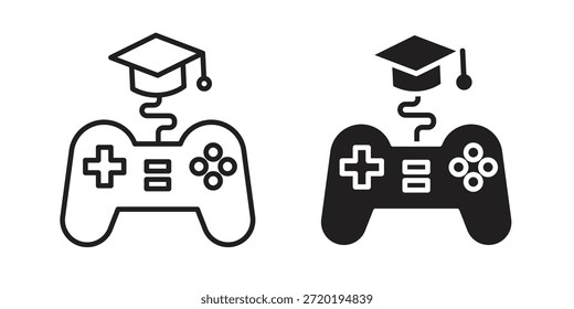 Ícones de aprendizado baseados em jogos. Pixel perfeito. Ícone de contorno de vetor. Conceito de logotipo plano.