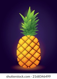 Game big Ananas. Brown fruit, natural and organic products, vitamins. Gambling, poster or banner for advertising online casino. Icons for development of slot machines. Cartoon flat vector illustration