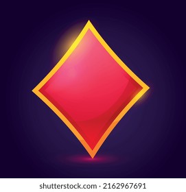 Game big card Rhombus. Poster or banner for online casino website, graphic elements for conducting lotteries on Internet and slot machines. Gambling, fortune and luck. Cartoon flat vector illustration