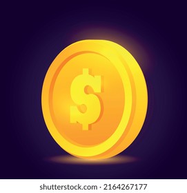 Game big Coin. Interface for developing online slot machines. Casino and gambling. Currency for payment or most expensive lot concept. Jackpot, fortune and Luck. Cartoon flat vector illustration