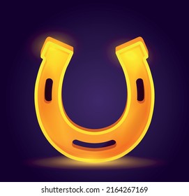 Game big Horseshoe. Good luck and fortune metaphor, tradition and Irish style. Graphic elements for creating virtual slot machines. Poster or banner for online casino. Cartoon flat vector illustration