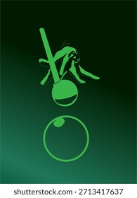 A game of billiards. Vector illustration of a player's hands holding a cue and balls on a green background, perfect for your billiards and recreation-themed designs.