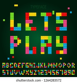  Game blocks alphabet, typeface, letters and numbers