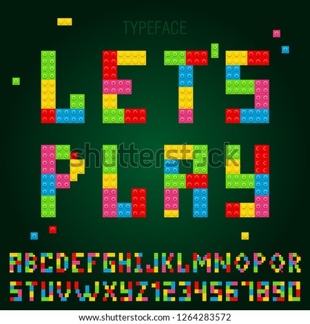  Game blocks alphabet, typeface, letters and numbers