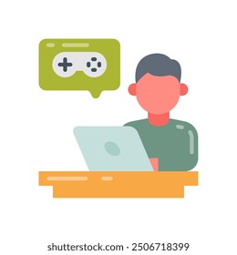 Iconos planos del blogger del juego, Ilustración vectorial