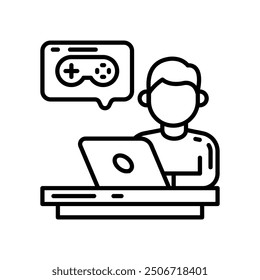 Game Blogger Outline Icon, Vector illustration