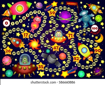 Game board for children . Space World, vector illustration