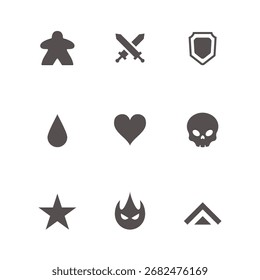 Juego o juego de mesa icono de diseño conjunto de colección Video. juego conjunto de interfaz.