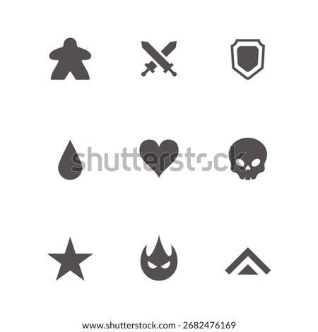 Game or board game design icon set collection. video game interface set.