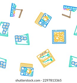 game board table play vector seamless pattern thin line illustration