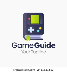 Game Book Logo Vector Illustration. Template Design Idea Combining Book and Game Boy Shape