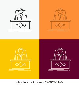 game, Boss, legend, master, CEO Icon Over Various Background. Line style design, designed for web and app. Eps 10 vector illustration