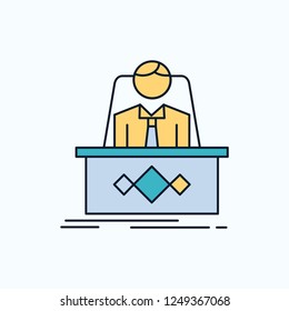 game, Boss, legend, master, CEO Flat Icon. green and Yellow sign and symbols for website and Mobile appliation. vector illustration