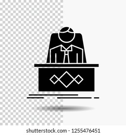 game, Boss, legend, master, CEO Glyph Icon on Transparent Background. Black Icon
