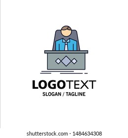 game, Boss, legend, master, CEO Flat Color Icon Vector. Vector Icon Template background