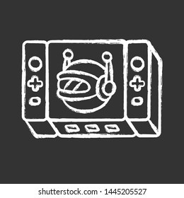 Game bot chalk icon. Artificial intelligence software algorithms. Online role-playing game. Virtual reality. Non-player character. NPC. Video games. Isolated vector chalkboard illustration