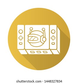 Game bot flat design long shadow glyph icon. Artificial intelligence software algorithms. Online game. Virtual reality. Non-player character. NPC. Video games. Vector silhouette illustration