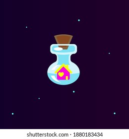 Game Bottle Icon Poison Liquid Potion House Vector Design
