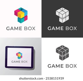 game box logo app cube design gamer brand 