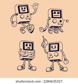 game boy cute character vector art