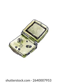 game boy kettle watercolor illustration isolated on white	
