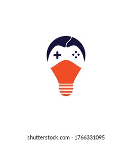 Game bulb shape concept Logo Design Template. Stick Game Icon Logo.	