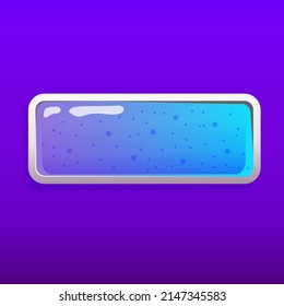 Game button in 2d style on colorful background. Options panel settings button blue. Cartoon vector illustration. Game ui for mobile casual games, ui kit, menu.