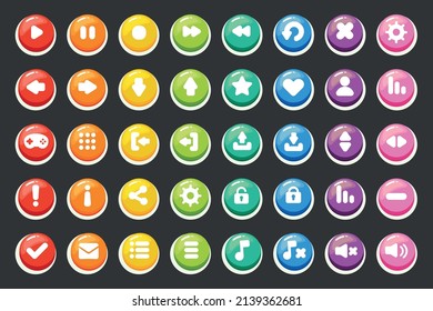 game button collection, collection of colorful buttons