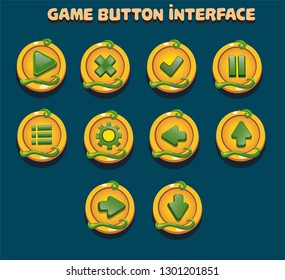 game button setting interface, yellow, green vector 